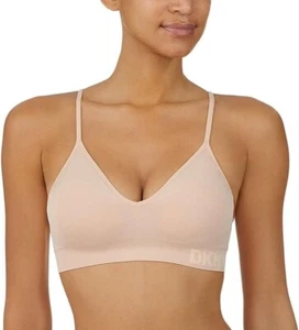 NEW DKNY Women's M 2-Pack Seamless Bras Adjustable Back Brown & Light plnk - Picture 1 of 5