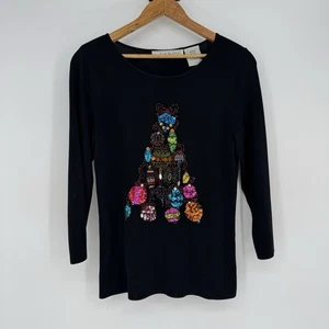 Vintage Christmas Knit Sweater Women's Medium Sequin Ornaments Embellished - Picture 1 of 7