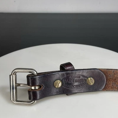 Cinturón de cuero marrón hecho a mano Amish para hombre 46 hecho en EE. UU. resistente Foto 1 de 4