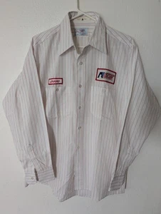 Red Cap Image Plus Men's Large Long Sleeve Shop Shirt Red Stripes Pre Owned - Picture 1 of 9