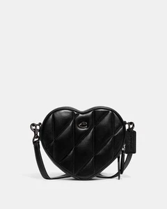 NWT Coach Heart Crossbody Bag With Quilting Black CE725 Packed Authentic Retail - Picture 1 of 15
