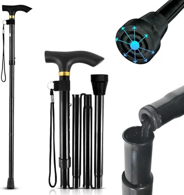 YNR Leichter leicht faltbarer Aluminium Gehstock Stock, höhenverstellbar drehbar