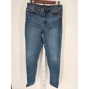 Code Blue Women's Mid Rise Skinny Rhinestone Pocket Button Closer Jeans Size 10 - Picture 1 of 6