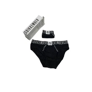 Bikkembergs Underwear Bi pack brief coppia Slip Uomo nero bianco logo taglia L - Foto 1 di 12