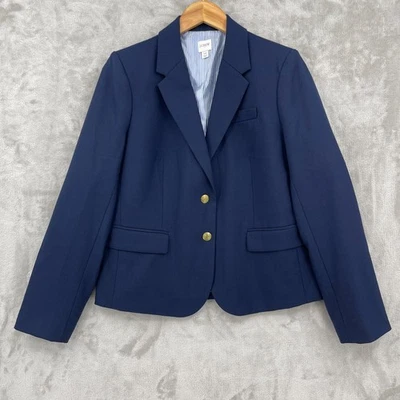 J. Crew女式12款原装男学生西装外套海军蓝羊毛混纺金色纽扣 — 第 1/4 张图片