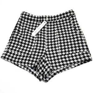 She + Sky Black & White Houndstooth Knit High Waisted Shorts NWT Size Medium - Picture 1 of 9