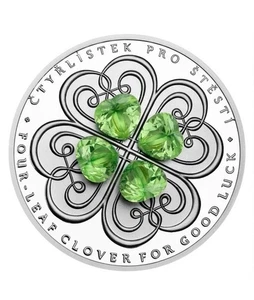 2025 1 Oz .999 Fine Silver Niue 2 $ VIERBLÄTTRIGES KLEEBLATT Green Crystal Coin Good Luck - Bild 1 von 8