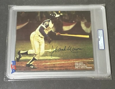 HOF HANK AARON SIGNED AUTOGRAPHED 8X10 PHOTO BRAVES 715th HR PSA/DNA CERTIFIED - Image 1 of 2