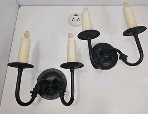 Coppia applique antiche vintage gotiche da parete ferro battuto palazzo stregato medievale - Foto 1 di 12