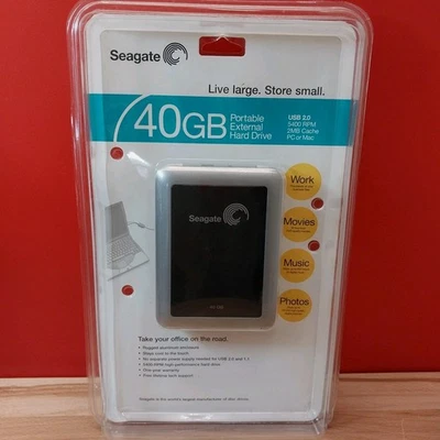 Vintage Seagate 40GB Portable External Hard Drive USB 2.0 2005 New In Package  - Image 1 of 4