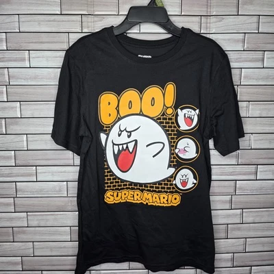 Nueva Camisa Manga Corta Super Mario Boo Camiseta Talla XL 14/16 Negra Halloween Foto 1 de 4