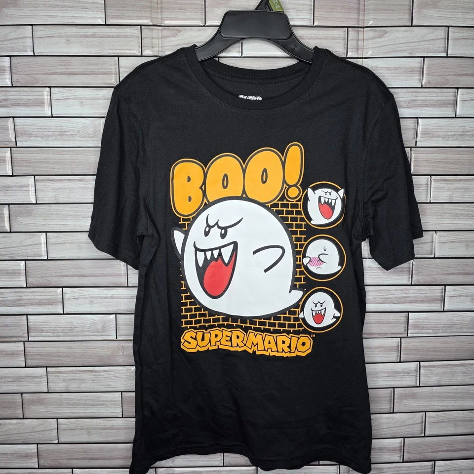 Nueva Camisa Manga Corta Super Mario Boo Camiseta Talla XL 14/16 Negra Halloween Foto 1 de 4