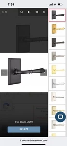 Emtek 8121 Turino LH Passage with Rectangular Rosette , Black - Picture 1 of 9
