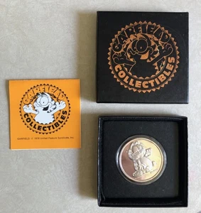 1987 Garfield Vintage Round .999 1oz Fine Silver Coin with Box by Silvertowne - Picture 1 of 8