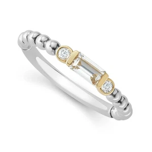 LAGOS Rittenhouse White Topaz Stacking Ring with Diamonds Sterling Silver Size 8 - Picture 1 of 5