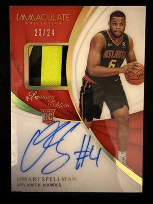 2018-19 Immaculate Collection Premium Omari Spellman RPA Auto #/24 Hawks RC - Image 1 of 2