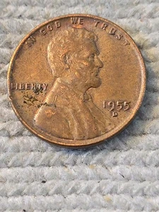 1955 D Lincoln Cent Cud Error - Picture 1 of 4