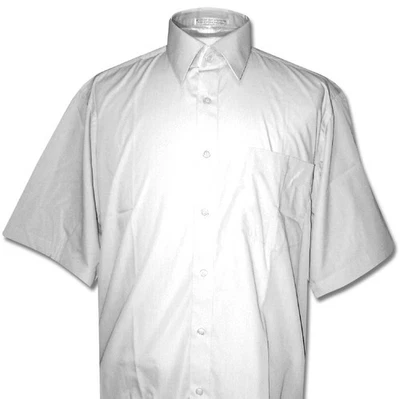 Camisa de vestir Covona para hombre manga corta lisa color gris plateado talla pequeña Foto 1 de 2