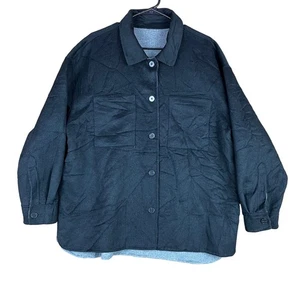 Banana Republic Mens Coat Black Gray Reversible Overcoat Wool Workwear Soft XL - Picture 1 of 14