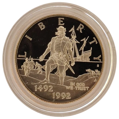 1992-S 50c Columbus Commemorative Proof Clad Half Dollar in Capsule 4 - Image 1 of 2