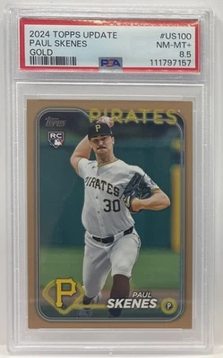 2024 TOPPS UPDATE GOLD #US100 PAUL SKENES ROOKIE RC #378/2024 PSA 8.5 Pirates - Image 1 of 2