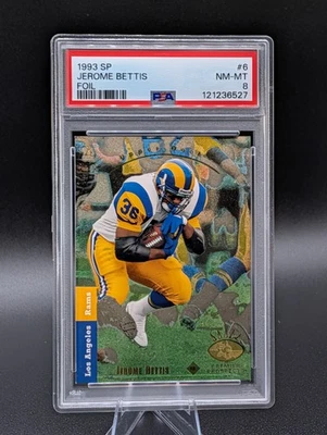 PSA 8 - 1993 SP Foil Jerome Bettis #6 Rams RC Rookie Salón de la fama Foto 1 de 2