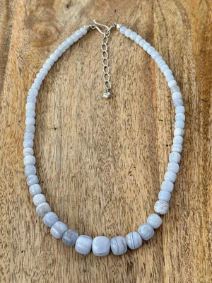 "Collar de ágata de encaje azul con cuentas DTR Jay King de plata de ley 18""" Foto 1 de 4