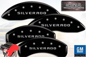 2019-2025 Chevy "Silverado" 1500 Front +Rear Black MGP Brake Disc Caliper Covers - Picture 1 of 10