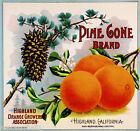 Highland Pine Cone Brand California Orange Citrus Fruit Crate Label Art Print