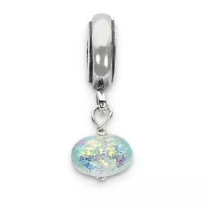 Gelb Dichroitisch Glas Lang Perlen .925 Sterlingsilber Reflection Beads - Bild 1 von 4