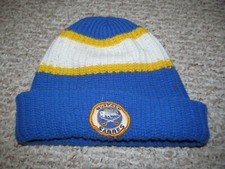 True Vintage Wigwam 70's 80's Buffalo Sabres Winter Beanie Cap Hat Yellow Blue