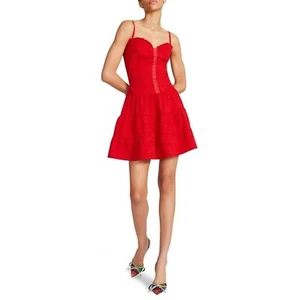 Betsey Johnson Stretch Corset Babydoll Mini Red Dress Size Large NWT - Picture 1 of 13