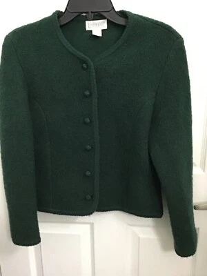 Lands' End Women's Petite Green 100% Wool Button L/S Sweater Jacket Petite Small - Image 1 of 3