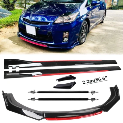 For Toyota Prius Prime Front Bumper Lip Spoiler Splitter Side Skir Glossy Black Foto 1 de 4