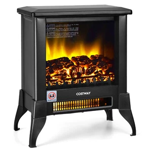 18" Electric Fireplace Stove Freestanding Heater W/ Flame Effect 1400W - Picture 1 of 10