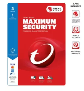 Trend Micro Maximum Security (3 Device) 1Yr Retail Mini Box Auto Renew - Bild 1 von 1