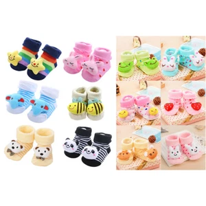 US 6 Pack Cute 3D Cartoon Anti-Skid Baby Booties Sock Slipper Shoes - Picture 1 of 25