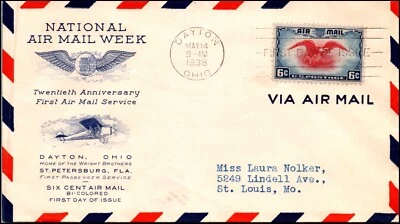 Scott C23 - 6 Cents Eagle Airmail Grimsland FDC Typed Address FDC Planty C23-35 - Image 1 of 2