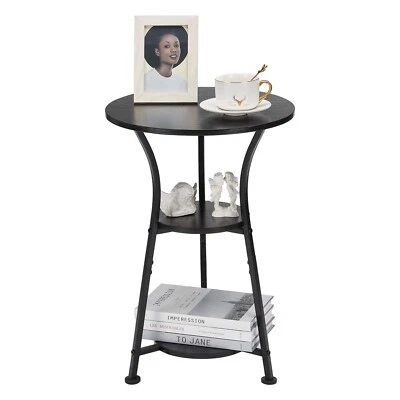 3-Tier Small Round End Table for Narrow Spaces – Modern Side Sofa Nightstand - Image 1 of 4