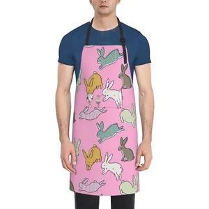 Easter Bunny Egg Pattern Print Apron with 2 Pockets Waterproof Adjustable Apr... - Picture 1 of 8