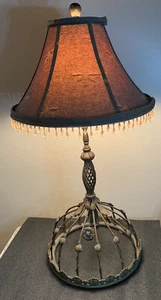 Tole Toleware Kunst Lampe Metall Blumen VINTAGE - Bild 1 von 8