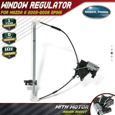 Power Window Regulator w/ Motor 2-pins for Mazda 6 2003-2008 Rear Passenger Side - Image 1 of 4