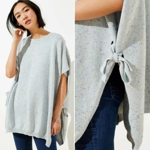 LOFT Suéter Poncho XS/S Azul Pastel Confeti Algodón Moteado Tejido De Gran Tamaño - Imagen 1 de 9