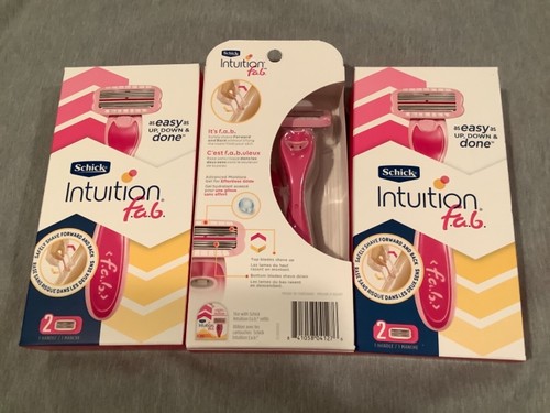 3 Packs Brand New Schick Intuition FAB 1 Razor & 2 Cartridges Each Pack ...