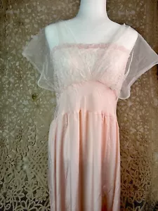Vintage Princess Paramount Damen M Nachthemd rosa lang Kunstseide Nachtwäsche - Bild 1 von 9