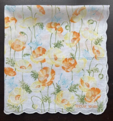 Хлопковый шарф с цветочным рисунком HANAE MORI, 18 дюймов x 18 дюймов - Изображение 1 из 4