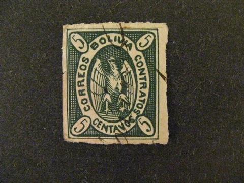 Bolivia #2d used diagonal and horizontal lines in globe thin spot a22.6 3734 Cover