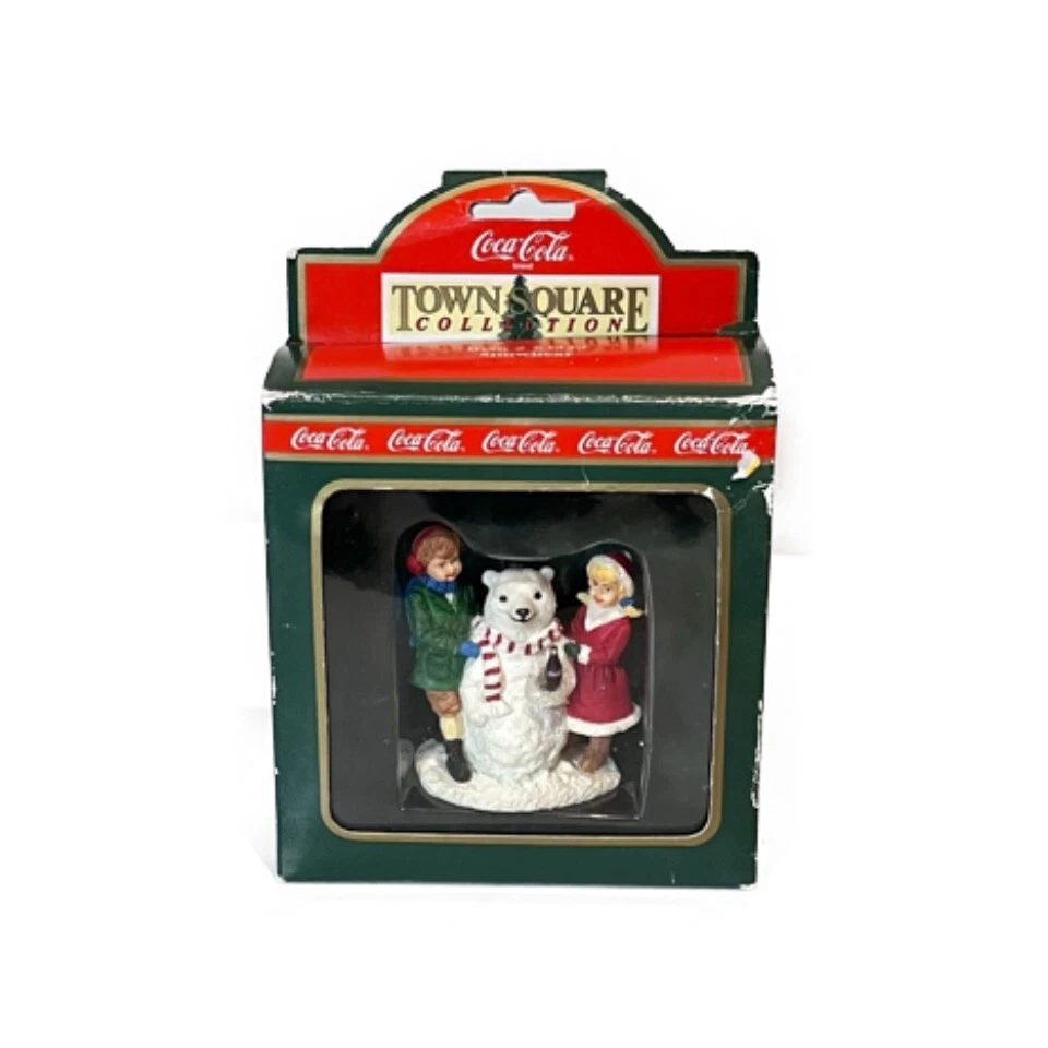 Vintage NIB 1994 Coca Cola Town Square Collection Boy Girl Coca Cola Bear 3" H - Image 1 of 3