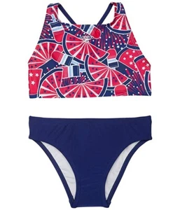 Speedo 3027 Kids Printed Strappy Bikini Set (Big Kids) Size 16 - Picture 1 of 2
