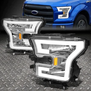 FOR 15-17 FORD F150 3D LED DRL TUBE RUNNING STRIP HEADLIGHT/LAMPS CHROME/AMBER - Picture 1 of 11